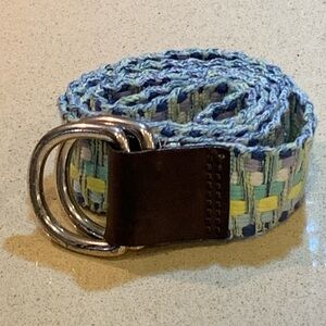 EDDIE BAUER Woven Multicolor Belt with Silver Ring Buckle